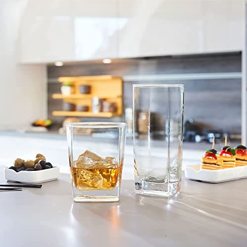 Collins Everyday Drinking Glass Set - 16 Pieces Highball & Old Fashioned for Cocktails & More