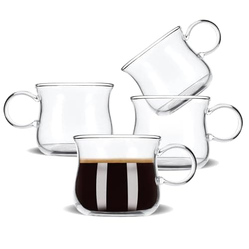 4-Piece Clear Espresso Cup Set, 5 Ounces, Machine Accessories