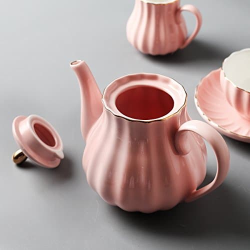 Sweejar British Royal Porcelain Tea Set, 8oz Cups & Saucer for 6 Guests, Teapot Included