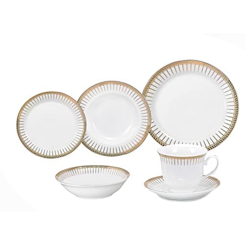 Lorren Home Trends Aria Gold Dinner Set