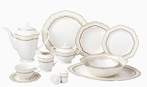 Lorren Home Trends Charlotte Dinnerware Set, Gold
