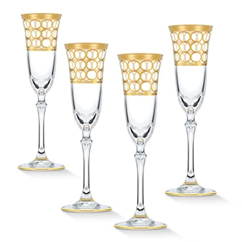 Lorren Home Trends Infinity Gold Ring & Champagne Flute Set