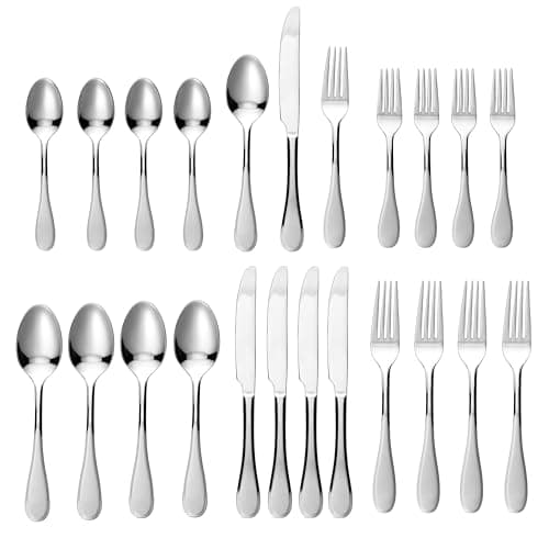 Lorren Home 20 Piece Stainless Steel Flatware Set, Dishwasher Safe, Serve 4