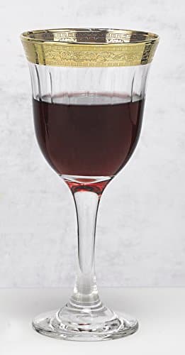 Lorren Home Trends Melania Collection Red Wine Set of 6, Gold, Clear