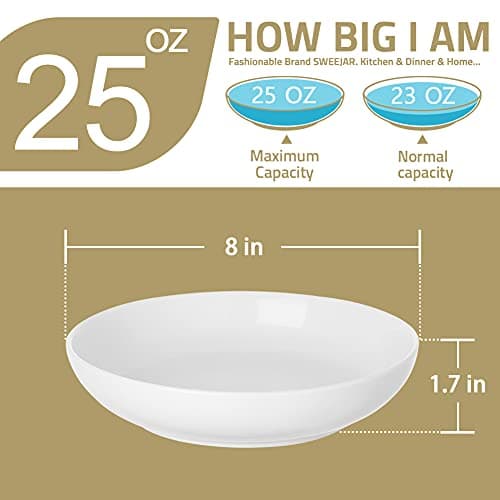 Sweejar Multi-Color Ceramic Pasta Bowls Set, 23 oz (Set of 6)
