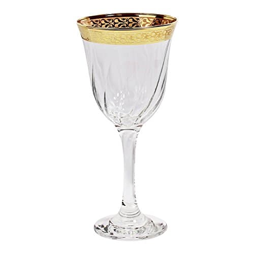 Lorren Home Trends Gold Band Venetian Design Red Wine Glasses (Set of 6)