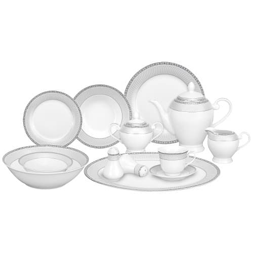 Lorren Home Trends 57-Piece Porcelain Dinnerware Set for 8, Alina-GD — AlinaSL