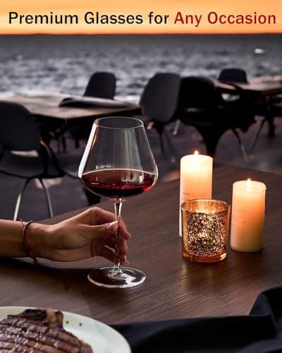 JBHO Lead-Free Crystal Burgundy Wine Glasses - Set of 4, 21 oz