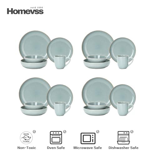 Eur-Nordic Shiny Glaze Grey Dinnerware Set with Speckle Effect
