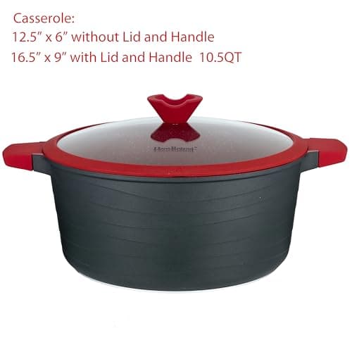 Lorren Home Trends 14-Piece Die-Cast Aluminum Cookware Set, Red