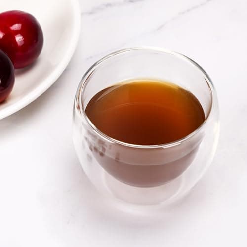 Set of 4 Double Walled Glass Espresso Shot Cups, 2.7 Oz, Dishwasher and Microwave Safe - for Espresso Lovers