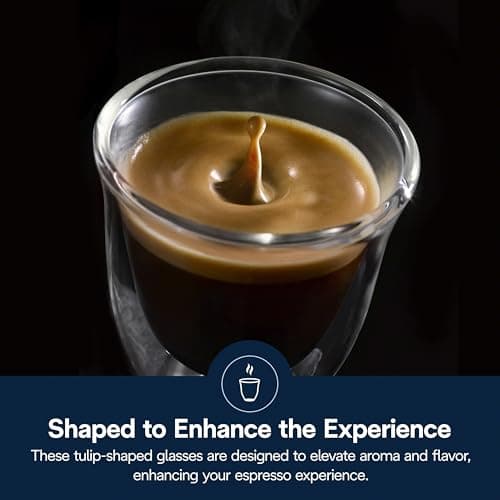 DeLonghi 3oz Double Wall Thermal Espresso Glasses, Set of 2