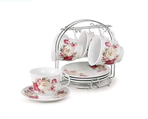Lorren Home Trends Cups and Saucers, Red