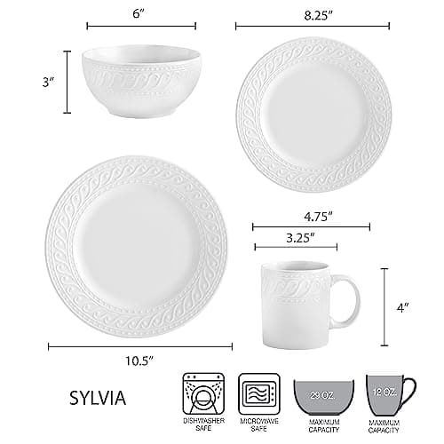 Pfaltzgraff Sylvia 32-Piece White Dinnerware Set for 8