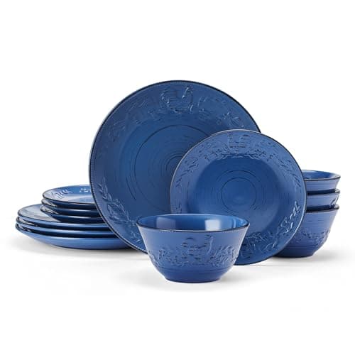 Pfaltzgraff Trellis White 16-Piece Dinnerware Set for 4 — Blue
