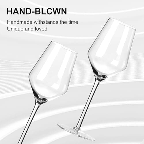 Lead-Free Hand-Blown Italian Crystal Red Wine Glasses Set of 4, 15 oz, Elegant Gift
