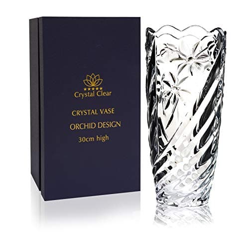 Perfect Crystal Vase with Orchid Design for Flowers & Decor