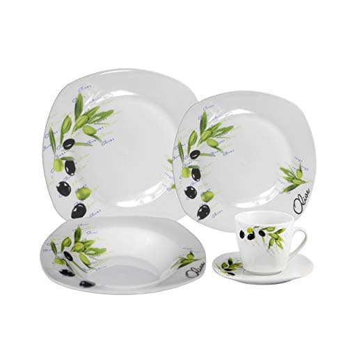20 Piece Square Dinnerware Set - Olive, Service for 4