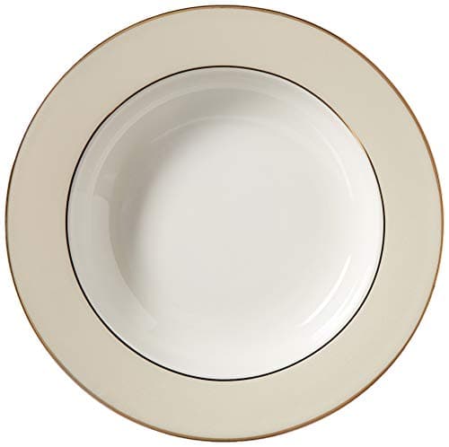 Lorren Home Trends La Luna Bone China 57-Piece Beige Border with 24K Gold Trim Dinnerware Set, Service for 8