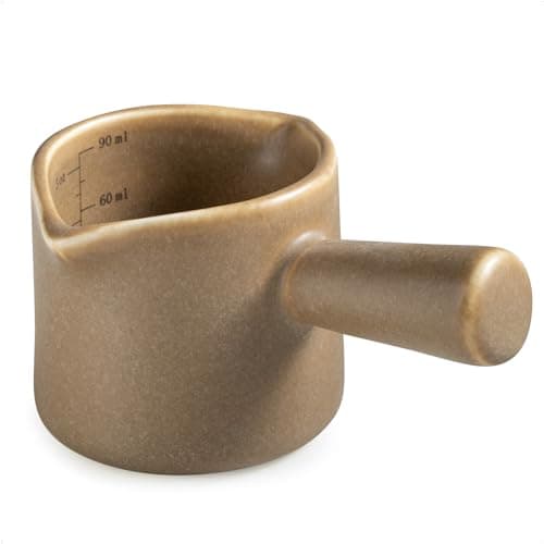 Ceramic Espresso Cups with Dual Measurement Scale, 3 Oz/90 Ml, Blue — Brown