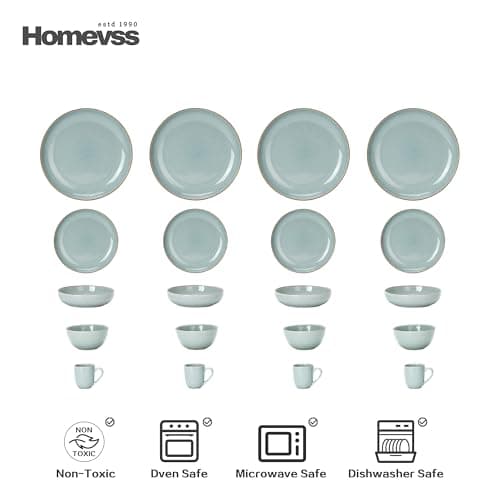 Eur-Nordic Shiny Glaze Grey Dinnerware Set with Speckle Effect