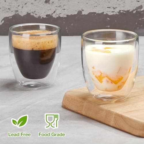 Set of 4 Double Walled Espresso Cups for Espresso Lovers