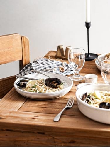 LE TAUCI Arctic White Dinnerware Set, 12 PCS, Oven Safe (4x 10" Plate, 4x 8" Salad, 4x 28 oz Bowl)