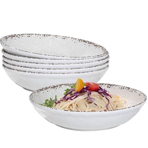 Vintage Cool Grey Melamine 9.25 Inch Bowls Set, 6 Piece Mealware — Antique Ivory
