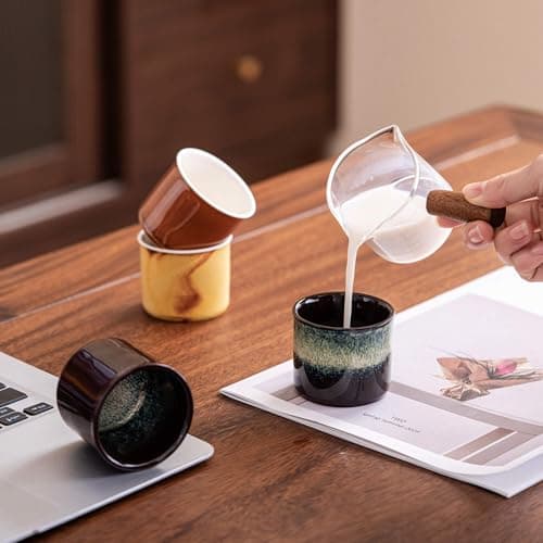 Ceramic Espresso Cups Set of 2, 2.5oz Demitasse Shots