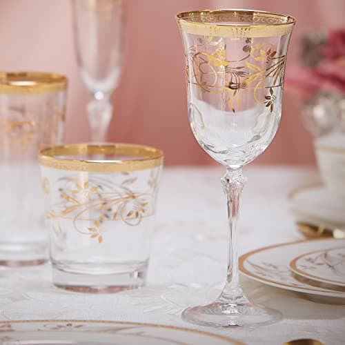 Lorren Home Trends Rosalia Flower White Wine Set of 4