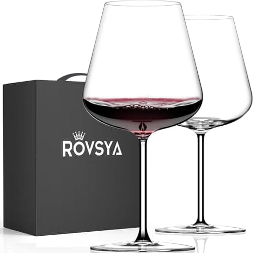 OJA Large Red Wine Glasses, Hand Blown Crystal, Gift Packaging