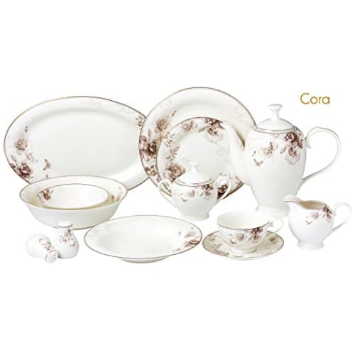 Lorren Home Trends Cora-57 Dinnerware Set - Bone China for 8