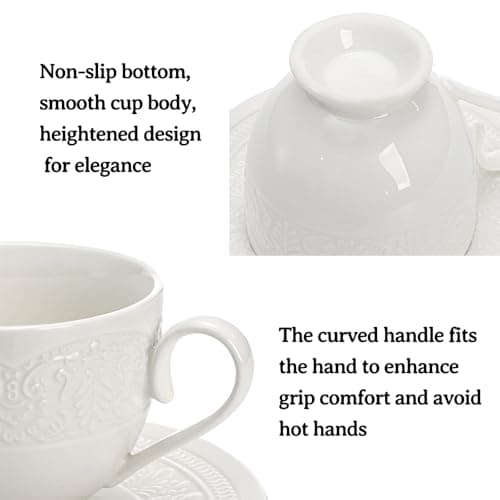 Youeon 6-Piece Porcelain Tea Set: Cappuccino, Latte, and Espresso Cups with Spoons