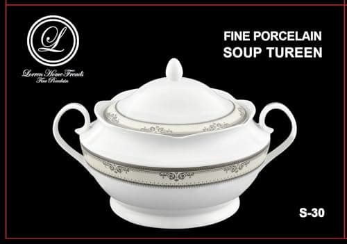 Lorren Home Trends 4.25 Qt Porcelain Souptureen with Lid Victoria