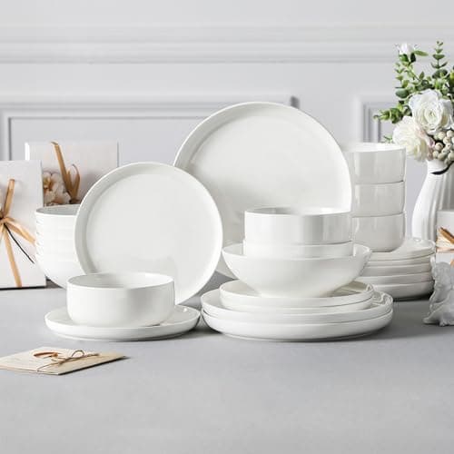 MALACASA Series LUNA 24-Piece Modern Porcelain Dinnerware Set
