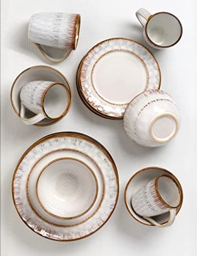 Revised title: Lorren Home Trends 16-Piece Stoneware Set in Mocca Swirl