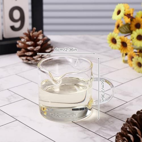 2 Pack Clear Glass Espresso Cups & Spouts, 4 oz Handle Included