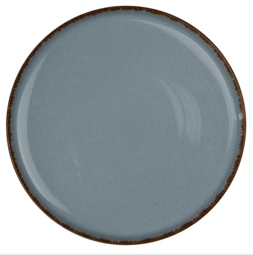 Modern Beige and Blue 32-Piece Stoneware Dinnerware Set - Scratch Resistant & Dishwasher Safe — rustic / smokey-blue