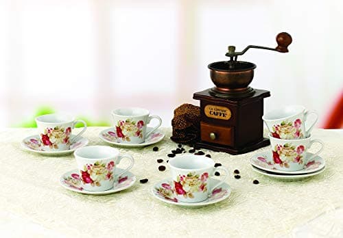 Lorren Home Trends 80-1234 Cups and Saucers, One Size, Red