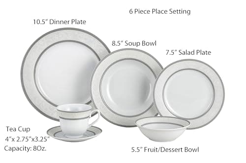 Lorren Home Trends Sirena Dinner Set, Silver