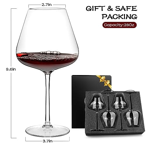 Chouggo Handcrafted Hand Blown Crystal Red White Wine Glasses Set