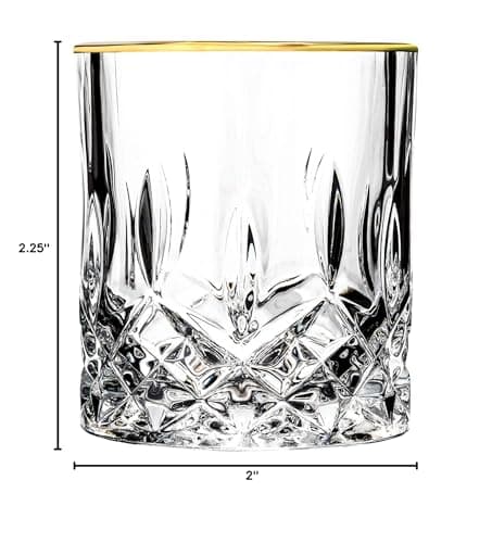 Lorren Home Trends Siena Collection Gold Trimmed 4-Piece Shot Glass Set