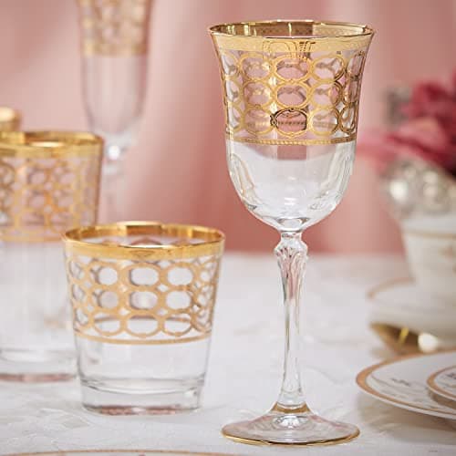 Lorren Home Trends Infinity Gold Ring Red Wine Goblet Set