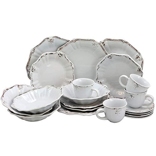 Elegant 20-Piece White Stoneware Dinnerware Set