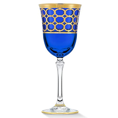 Lorren Home Trends Multicolor Gold-Ringed White Wine Goblets, Set of 4
