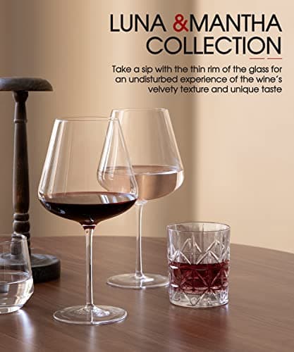 Handblown Crystal 28oz Red Wine Glasses Set of 4, Ideal for Christmas, Weddings, Birthdays