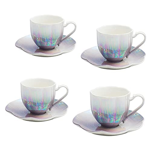 4-Piece Set of White Ceramic 6oz Coffee Mugs for Coffee, Latte, and Tea — Gradient Purple-Set of 4