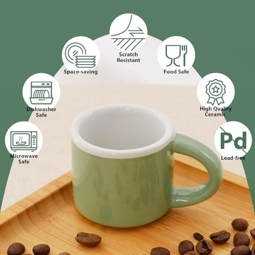 INGOFIN Ceramic Espresso Cups Set of 4, 2 oz Demitasse Mug Accessories