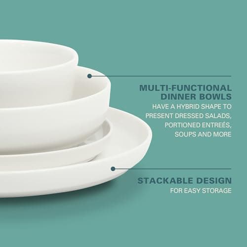 Gibson Home Oslo Porcelain Chip & Scratch Resistant Dinnerware Set, White (16pcs, Service for 4)