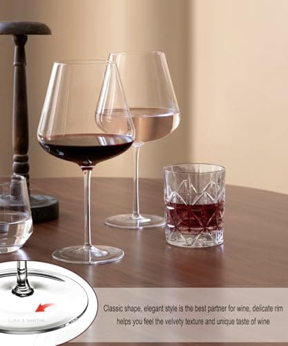 OJA Large Red Wine Glasses, Hand Blown Crystal, Gift Packaging